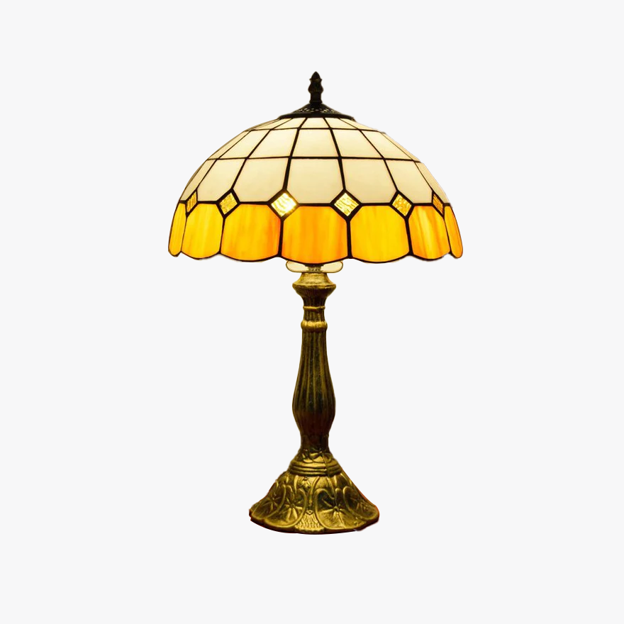 Art Deco Metal And Glass Dome Bedroom Table Lamp, Multicolor | Liiffy