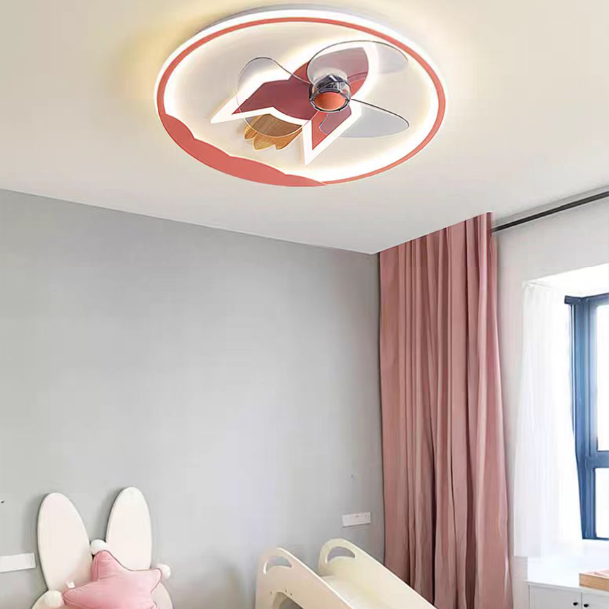 Designer Metal And Acrylic Rocket Shape Children's Room Ceiling Light, 5 Color, Trichromatic Light