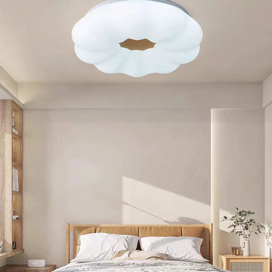 Designer Wooden And Acrylic Cloudy Living Room Ceiling Light, White