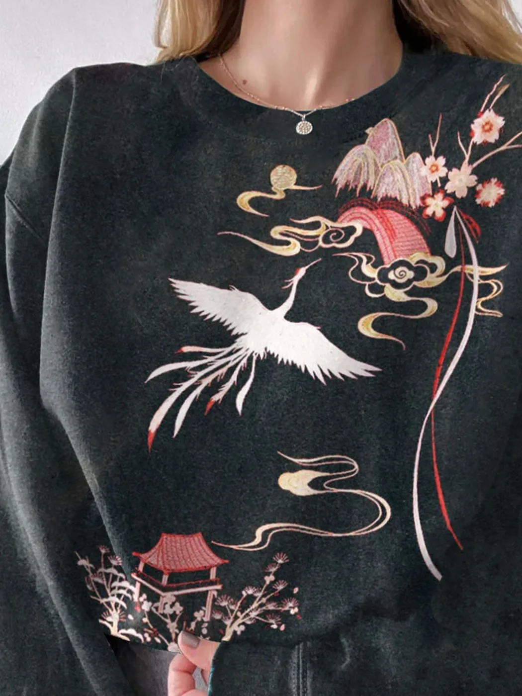 Phoenix & Cherry Blossom Ancient Japanese Art Sweatshirt