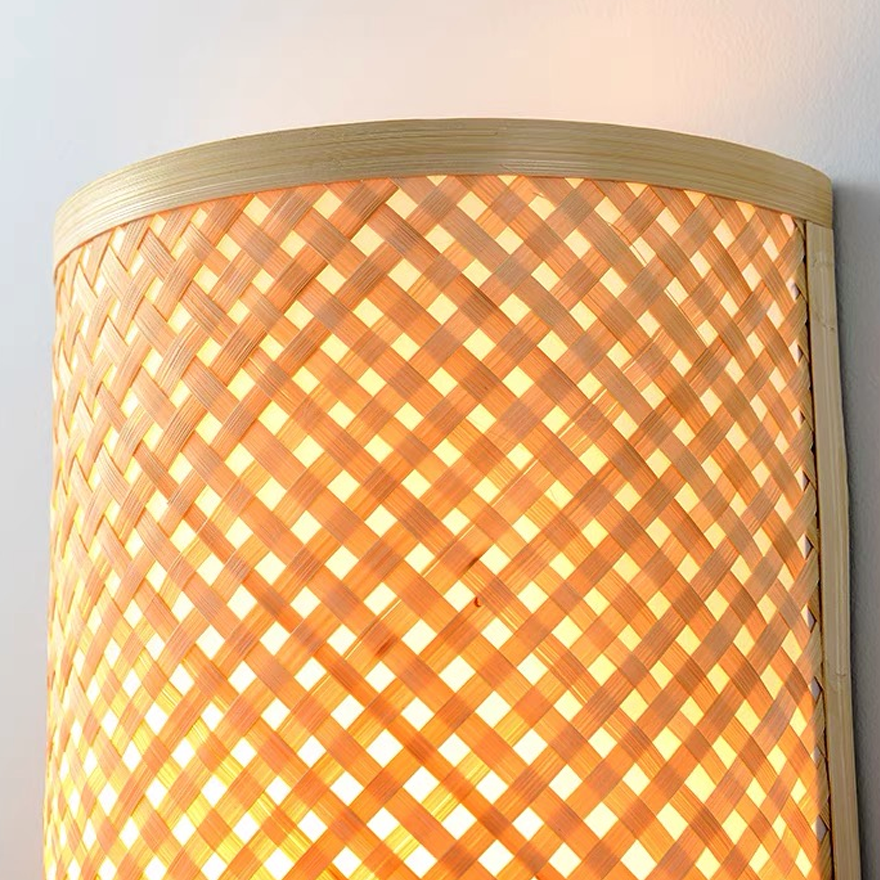 Boho Rattan, Acrylic Cylindrical Indoor Wall Lamp, Log Color