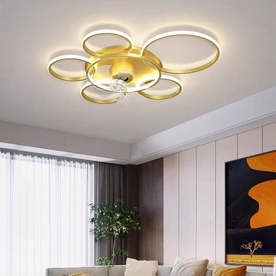 Modern Metal And Acrylic Circle  Crown Dining Room Ceiling Light, Black/Gold