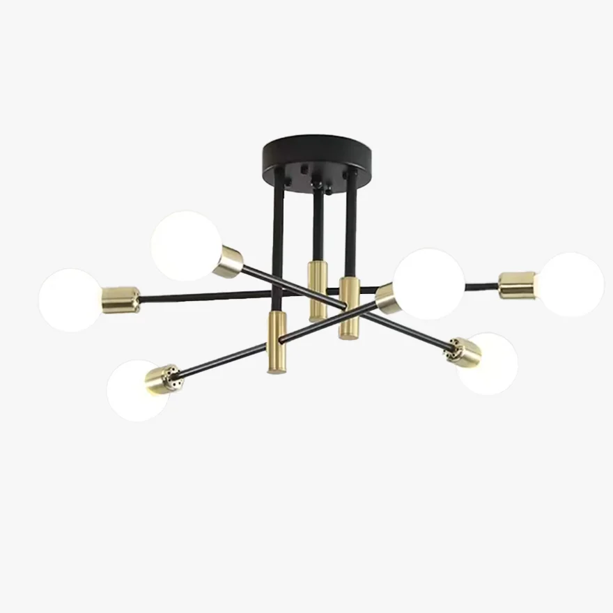 Modern Metal Geometric Dining Room Ceiling Light, Black, Trichromatic Light