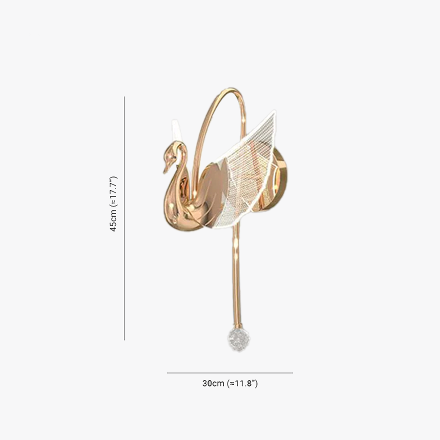 Decorative Metal And Acrylic Swan Indoor Wall Lamp, Gold/Rose gold, Trichromatic Light