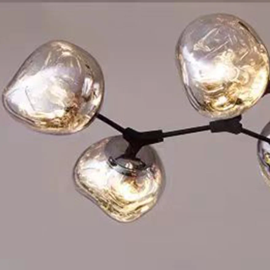 Modern Metal And Acylic Dendritic Bedroom Pendant Light, Chrome/Gold/Rose gold