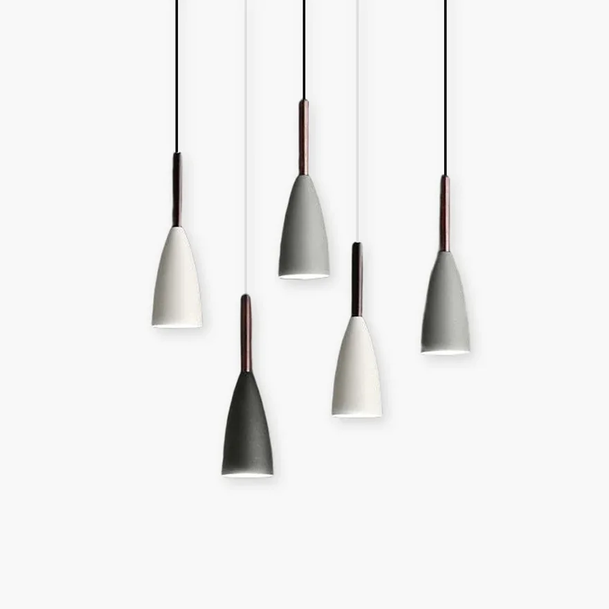 Nordic Metal And Wood Conical Kitchen Pendant Light, Black/White/Gray/Mix