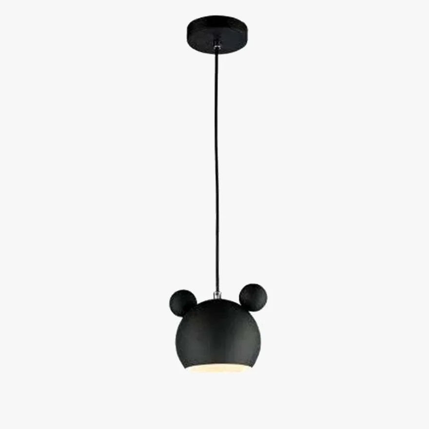 Morandi Metal Mouse Head Children's Room Pendant Light, Black/Green/Grey/Pink/White