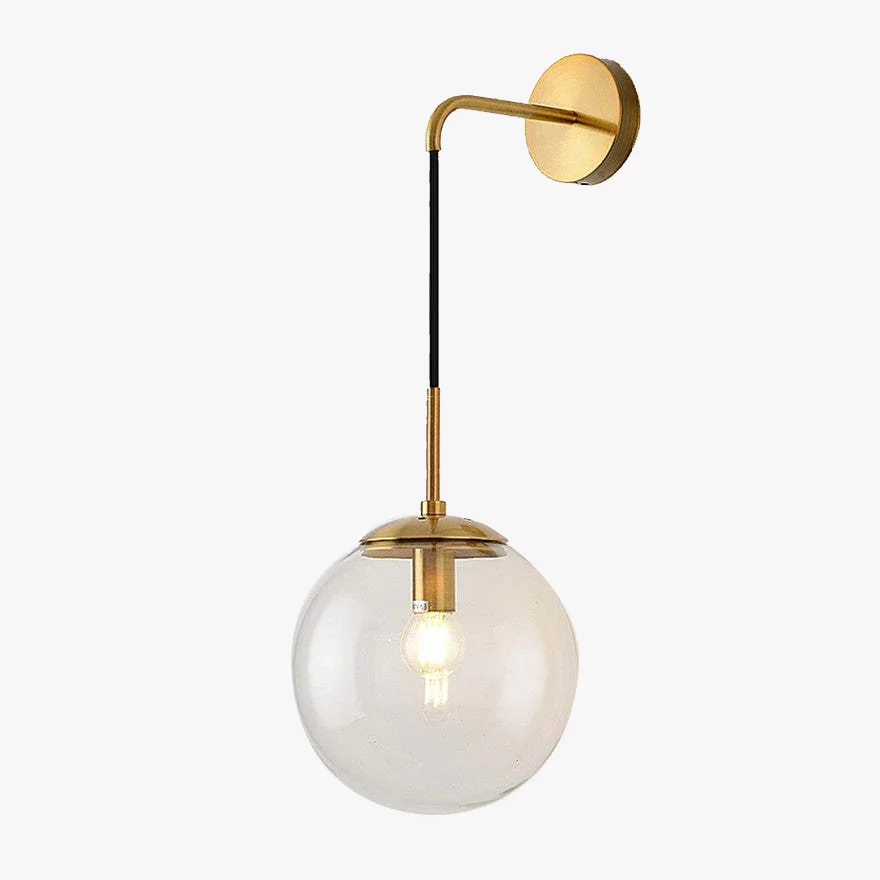 Unusual Metal Globular Study Room Wall Lamp, Amber/Smoky Gray/Clear