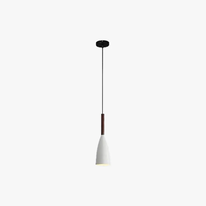 Nordic Metal And Wood Conical Kitchen Pendant Light, Black/White/Gray/Mix