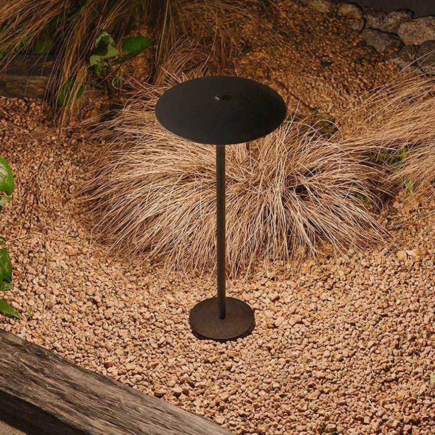 Modern Metal Hooded Outdoor Floor Lamp, Black/Brown