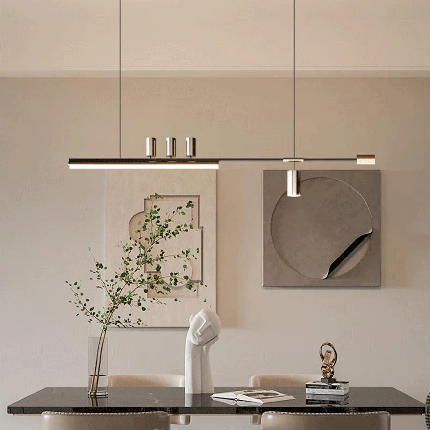 Modern Metal And Acylic Linear Kitchen Pendant Light, Black-Gold