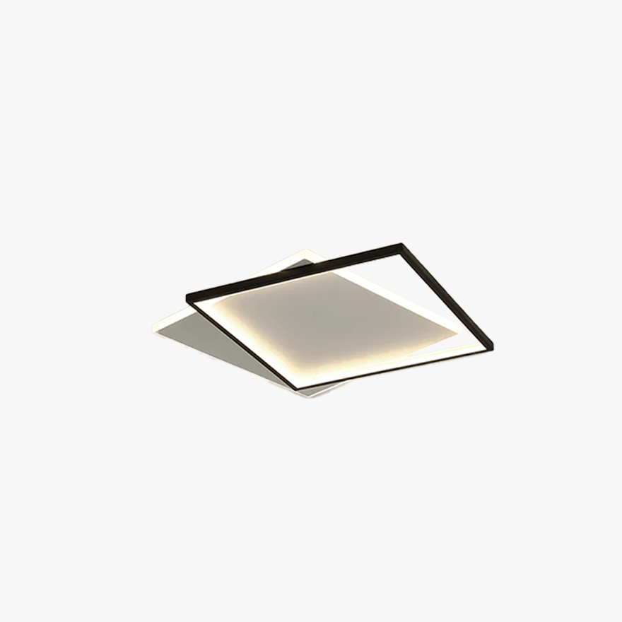 Minimalist Metal And Acrylic Geometric Bedroom Ceiling Light, Black-White, Trichromatic Light