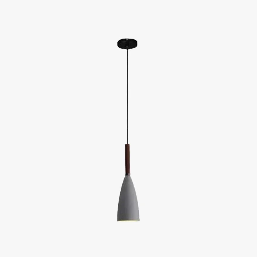 Nordic Metal And Wood Conical Kitchen Pendant Light, Black/White/Gray/Mix