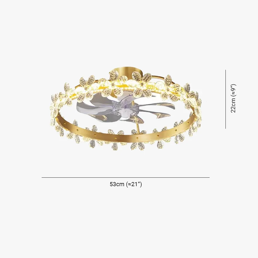 Modern Metal And Acrylic Fan Living Room Ceiling Light, Gold