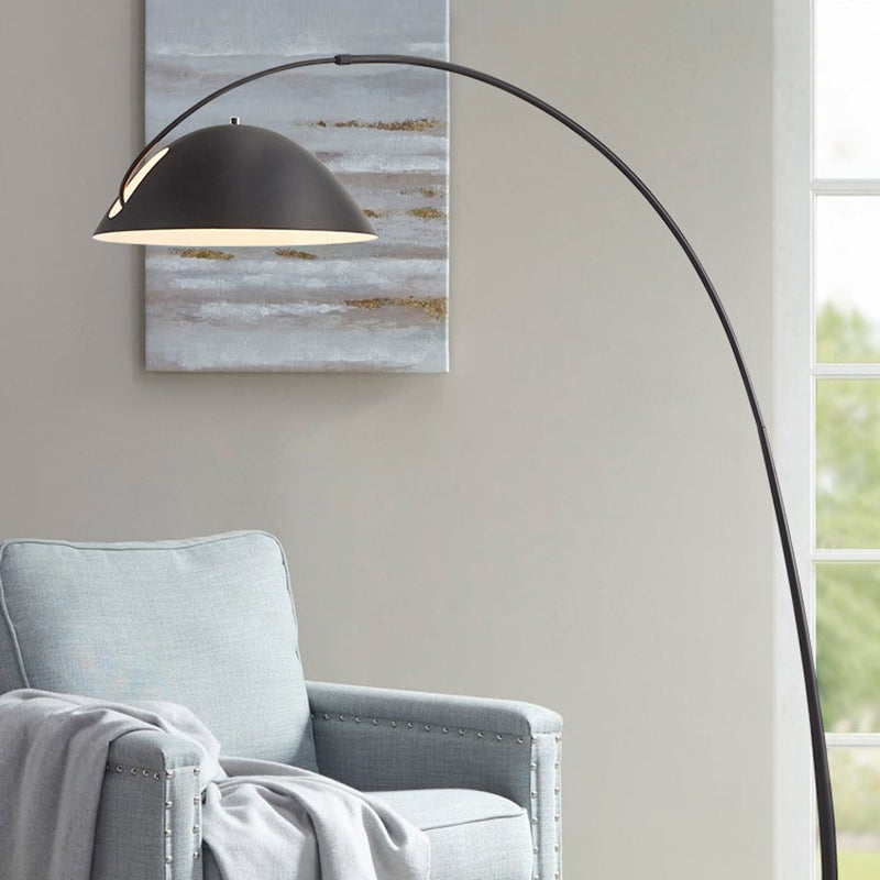 Minimalist Metal Curved Living Room Floor Lamp, Black