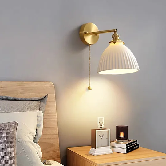 Modern Metal And Marble Geometric Study Room Wall Lamp, Gold