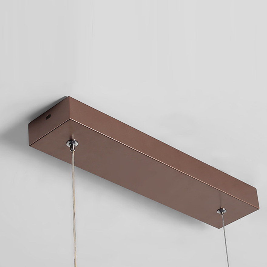 Minimalist Metal Rectangular Dining Room Pendant Light, Brown/Gold, Trichromatic Light