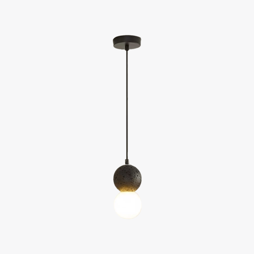 Minimalist Marble And Glass Globular Bedroom Pendant Light, Black/Gary/Pink/White, Trichromatic Light