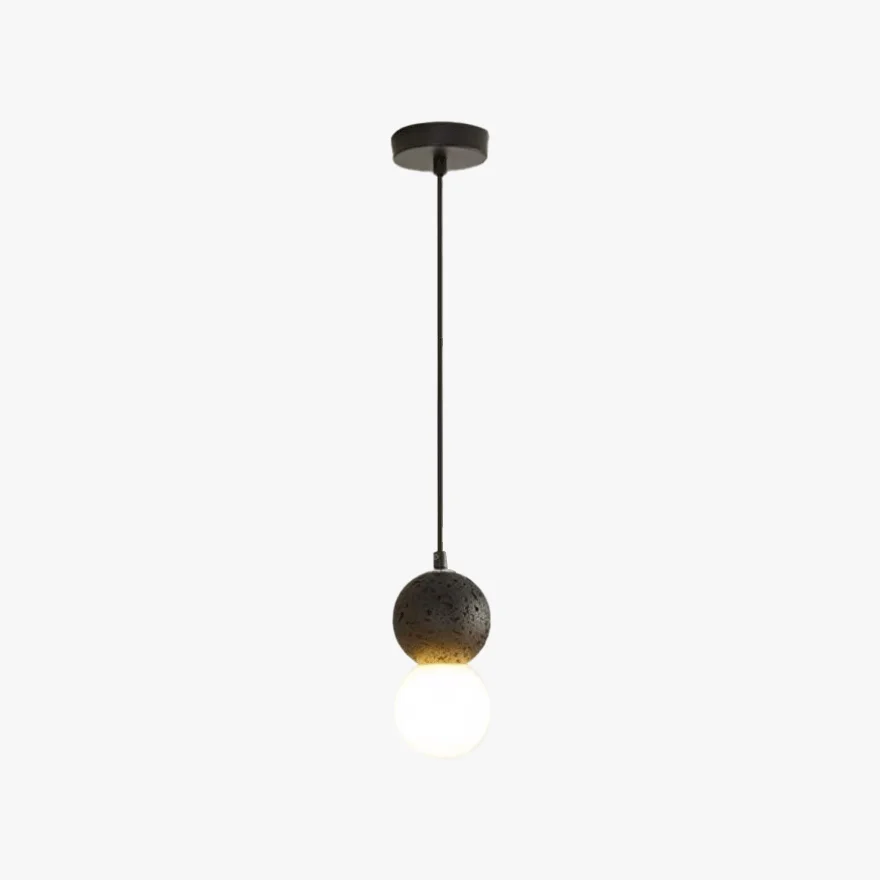 Minimalist Marble And Glass Globular Bedroom Pendant Light, Black/Gary/Pink/White, Trichromatic Light