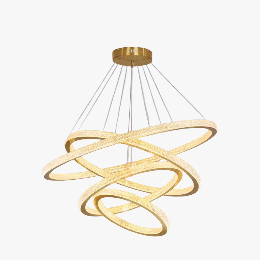 Contemporary Metal And Acrylic Ring Living Room Pendant Light, Gold