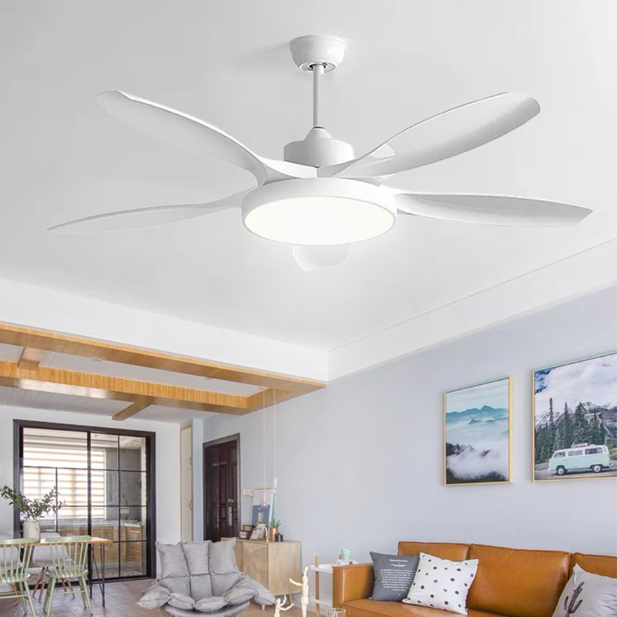 Modern Metal And Acrylic Round Living Room Ceiling Fan, White/Black