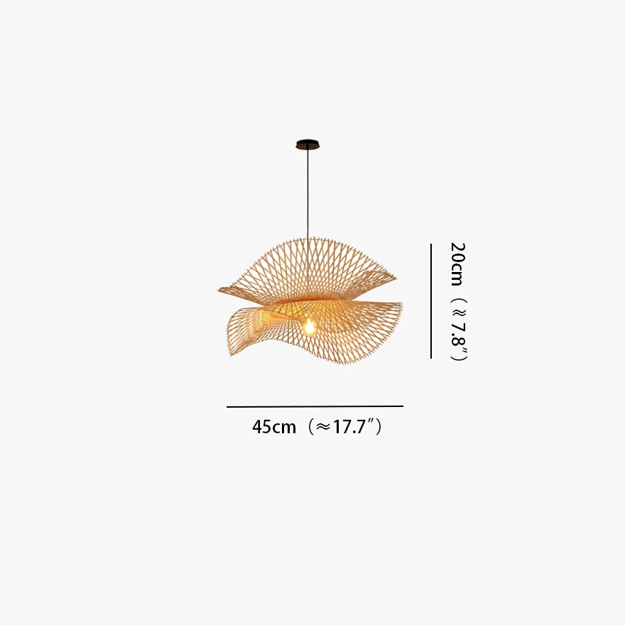 Boho Bamboo And Wooden Hooded Study Room Pendant Light, Beige