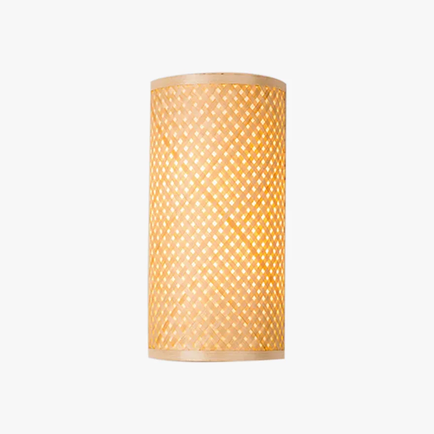 Boho Rattan, Acrylic Cylindrical Indoor Wall Lamp, Log Color