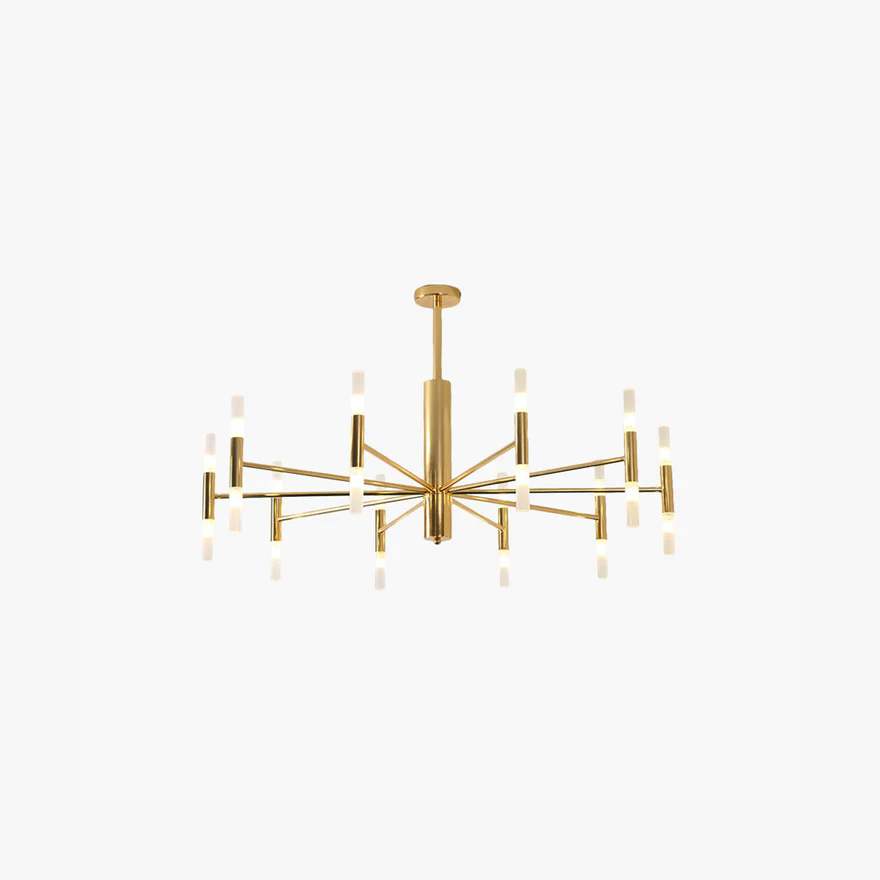 Contemporary Metal Linear Bedroom Chandelier Pendant Light, Gold