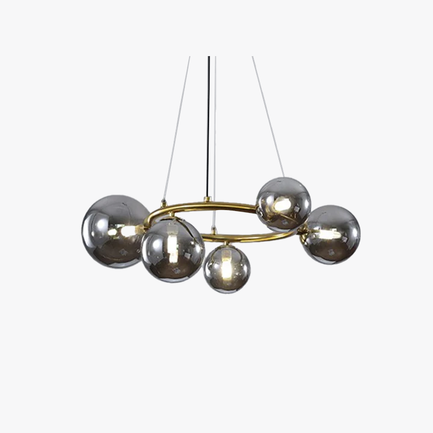 Designer Metal And Glass Bubble Living Room Pendant Light, 4 Color, Trichromatic Light