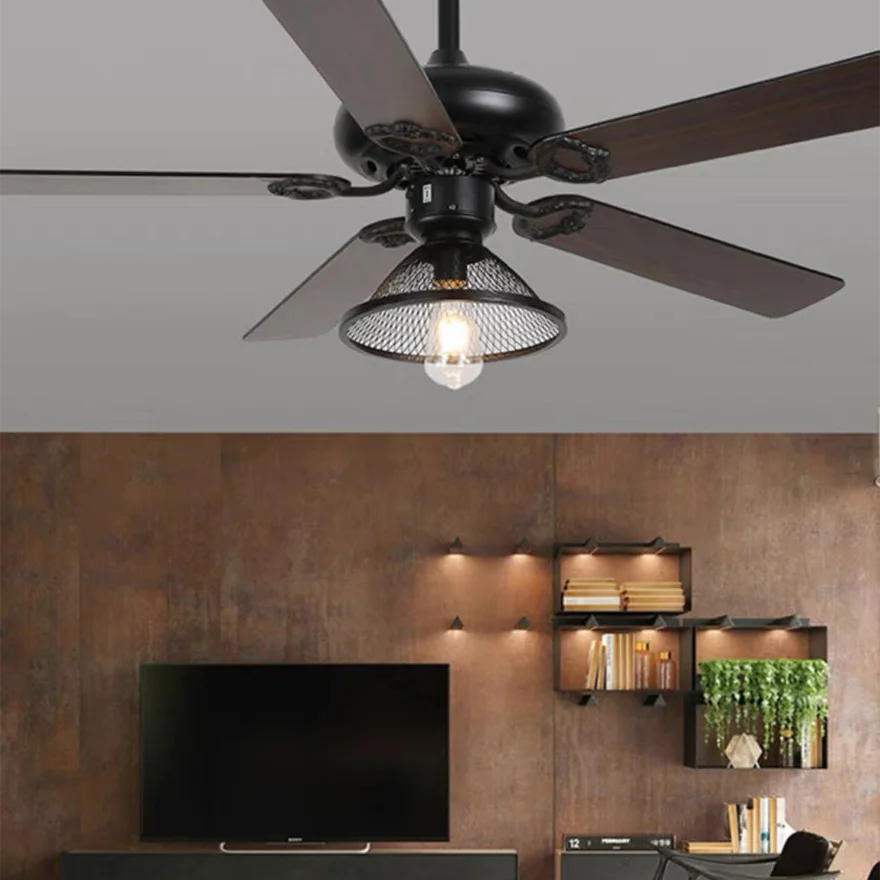 Industrial  Metal And Acrylic Radiographic Study Room Ceiling Fan, Black