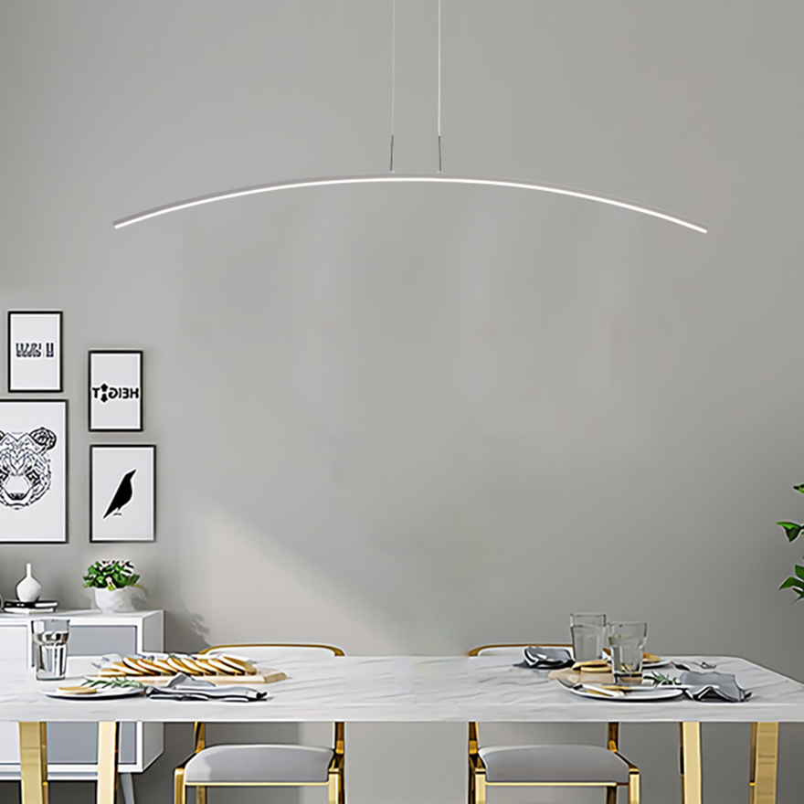 Minimalist Metal Linear Living Room Chandelier Pendant Light, Black/White