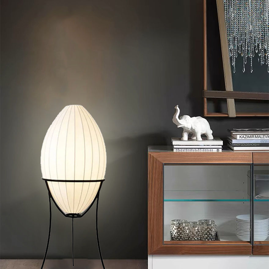 Renée Egg Shaped Floor Lamp, Artificial Fabric & Metal, L 95CM