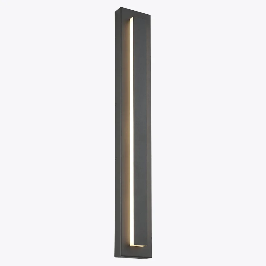 Unusual Metal And Acrylic Rectangular Garden Wall Lamp, Black/Dark Grey