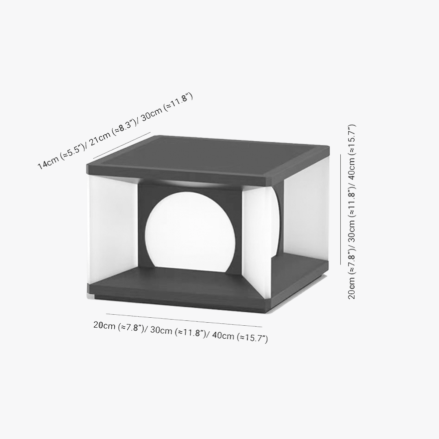 Modern Metal Rectangular Courtyard Outdoor Light, Black