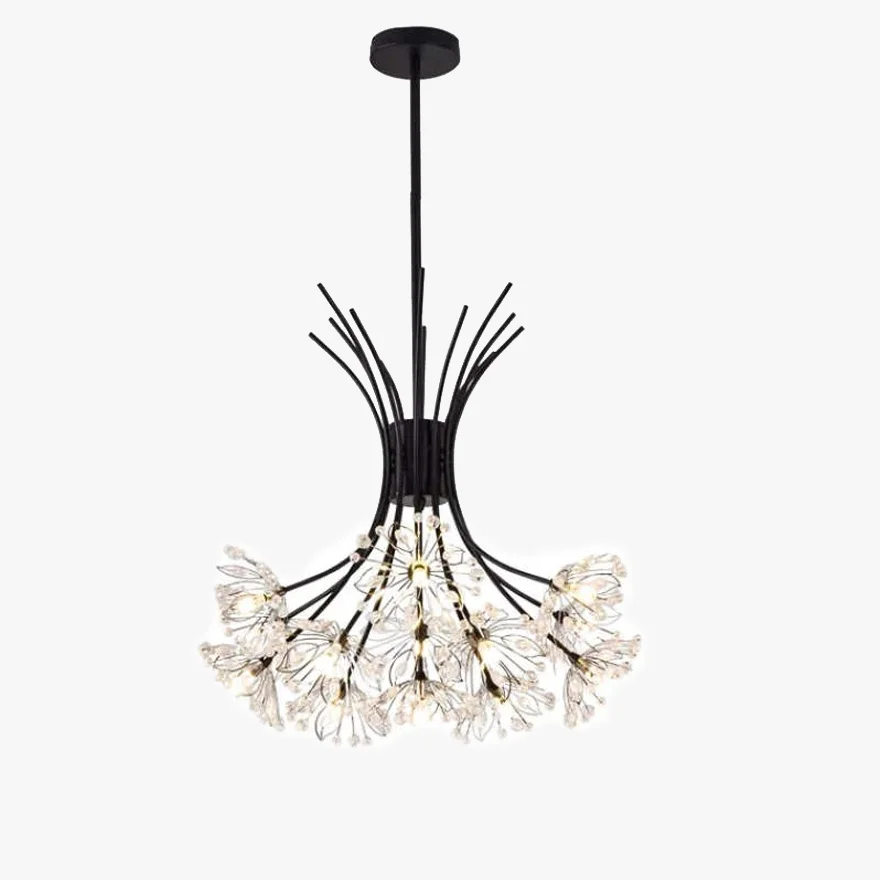 Art Deco Metal And Acrylic Dendritic Living Room Pendant Light, Black/Gold