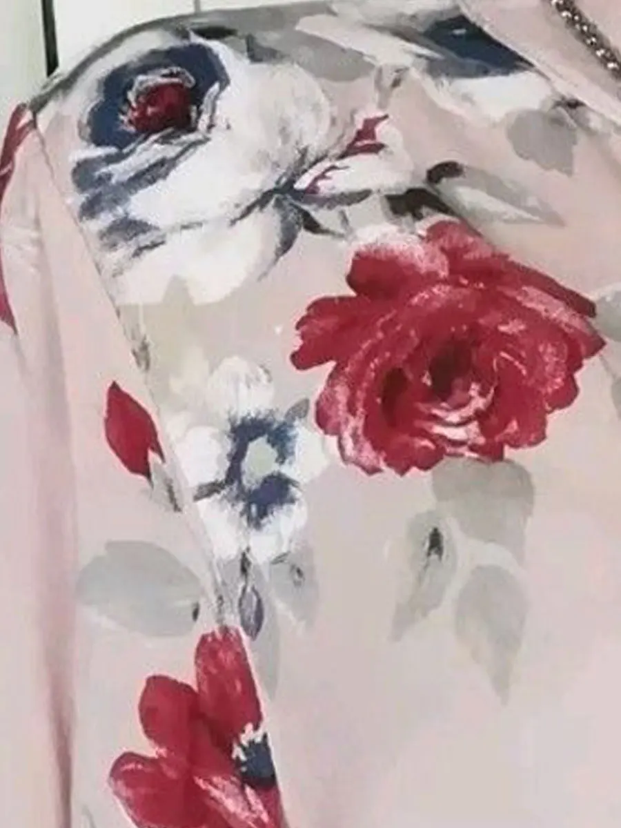 Autumn Spring Summer Cotton V-Neck Button Floral Printed Blouses