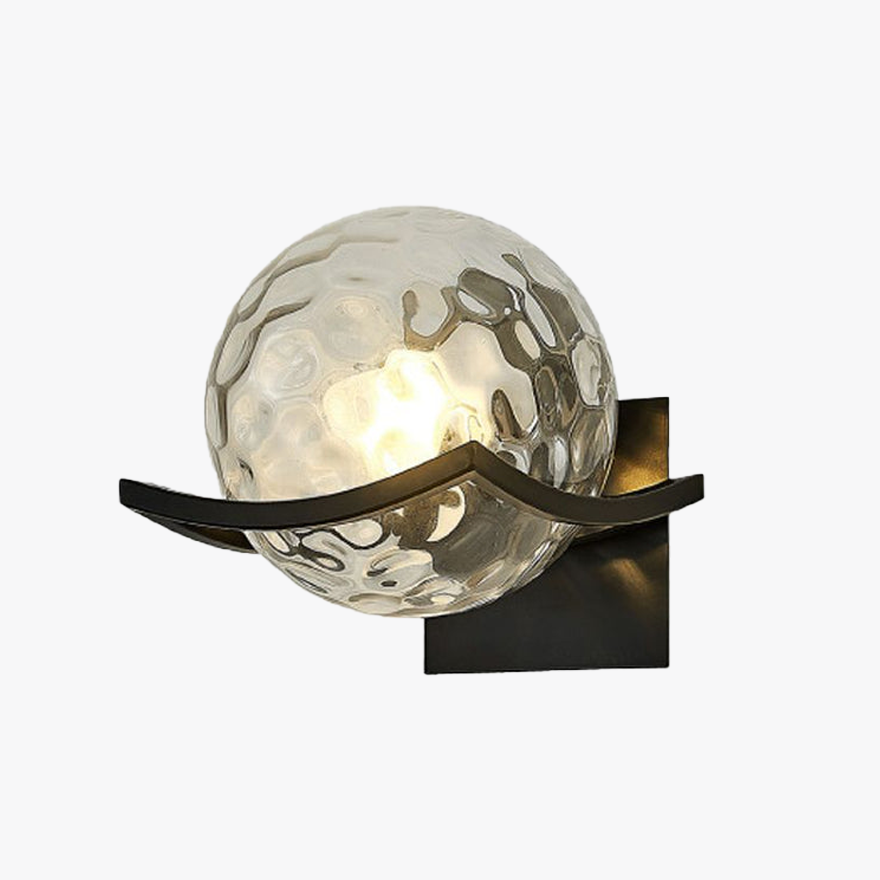 Designer Metal And Glass Globular Bathroom Wall Lamp, Black