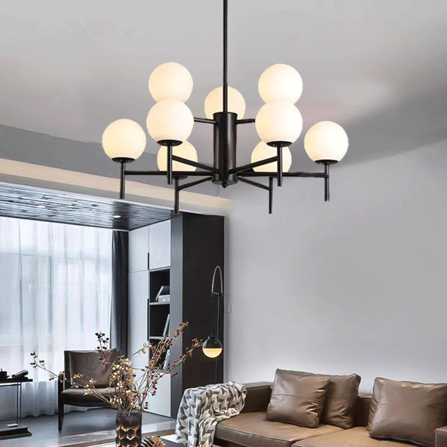 Unusual Metal And Glass Bubble Bedroom Pendant Light, Black/Gold