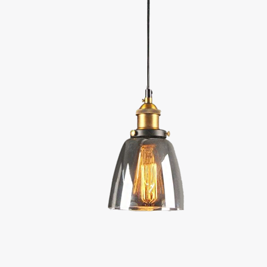 Modern Metal And Glass Geometric Kitchen Pendant Light, Clear/Amber/Smoke Grey