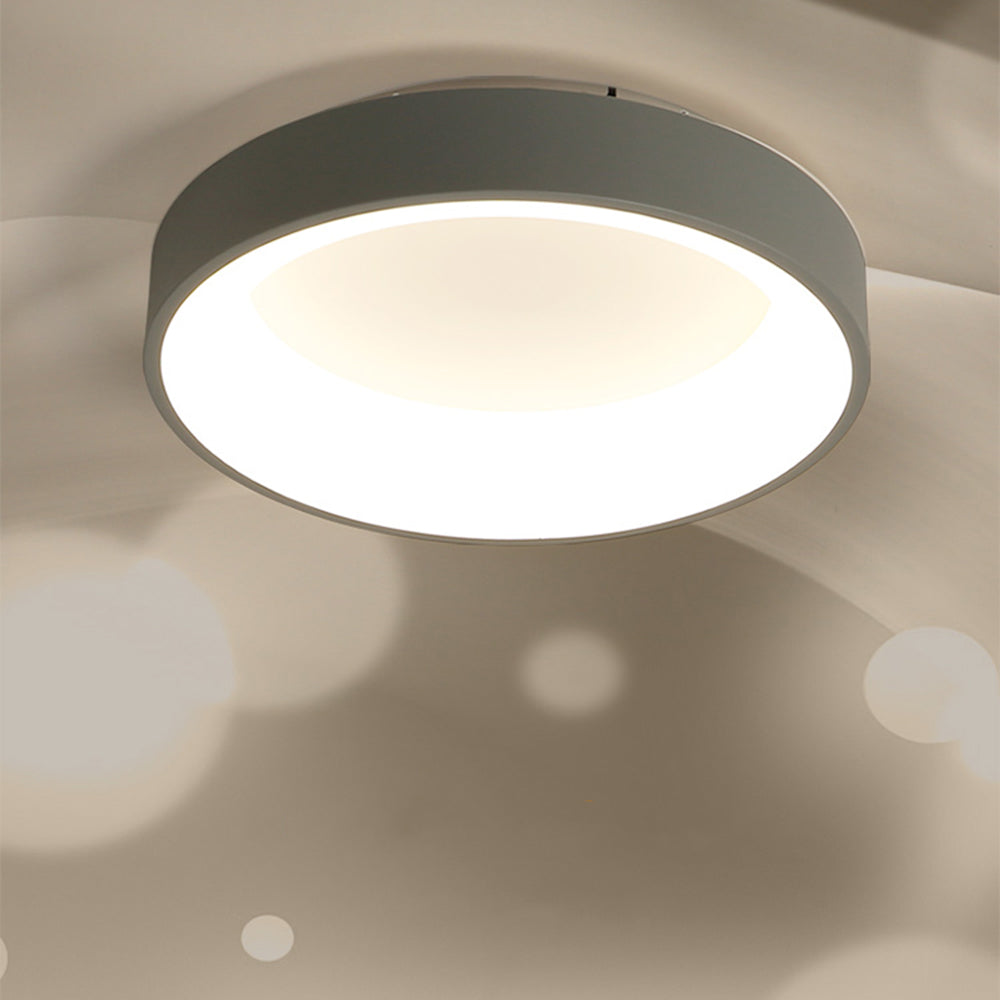 Scandinavian Metal And Acrylic Round Bedroom Ceiling Light, Gray/White