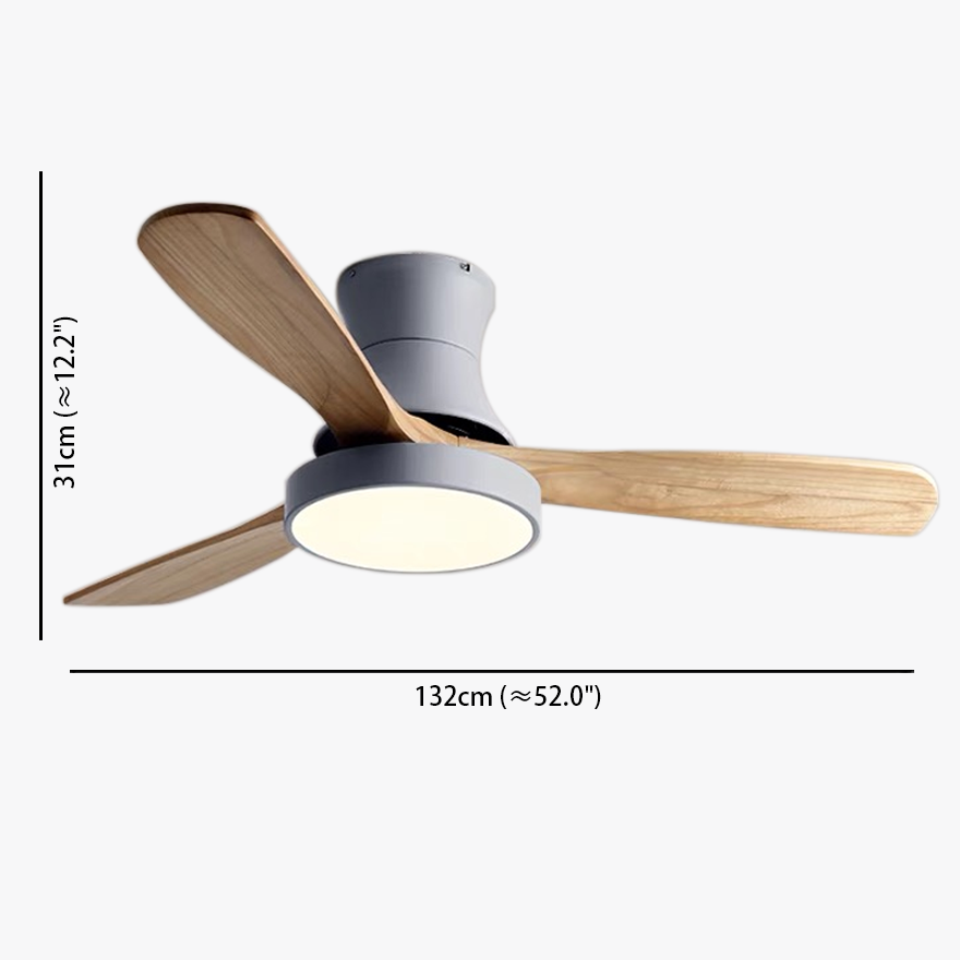 Natural Metal And Acrylic Round Living Room Ceiling Fan with Light, Grey/White