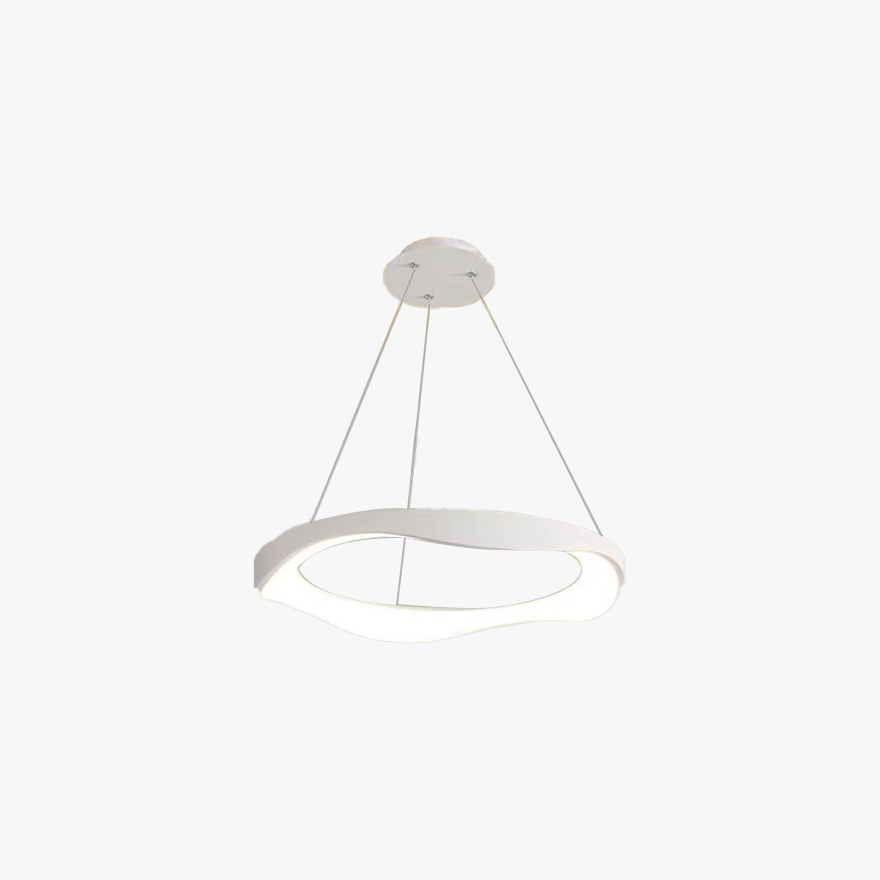 Modern Metal And Acrylic Ring Dining Room Pendant Light, Beige/White