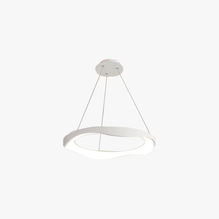 Modern Metal And Acrylic Ring Dining Room Pendant Light, Beige/White