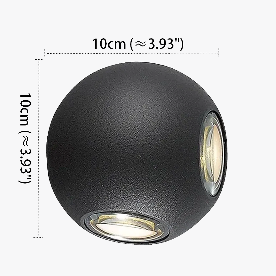 Modern Acrylic Globular Outdoor Wall Lamp, Black