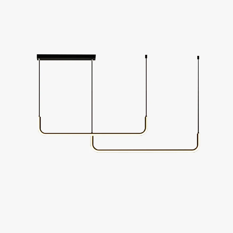 Minimalist Metal And Acrylic Linear Living Room Pendant Light, Black/Gold