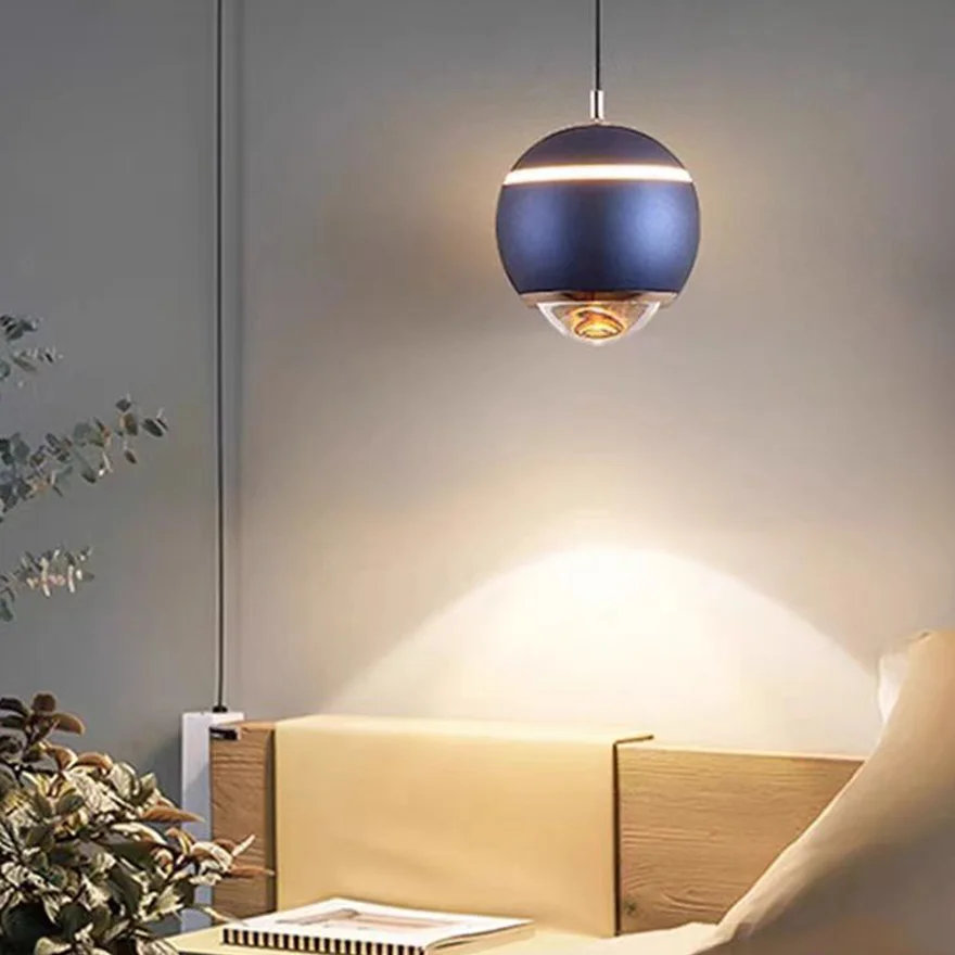 Modern Metal And Acrylic Globular Living Room Pendant Light, 6 Color, Trichromatic Light