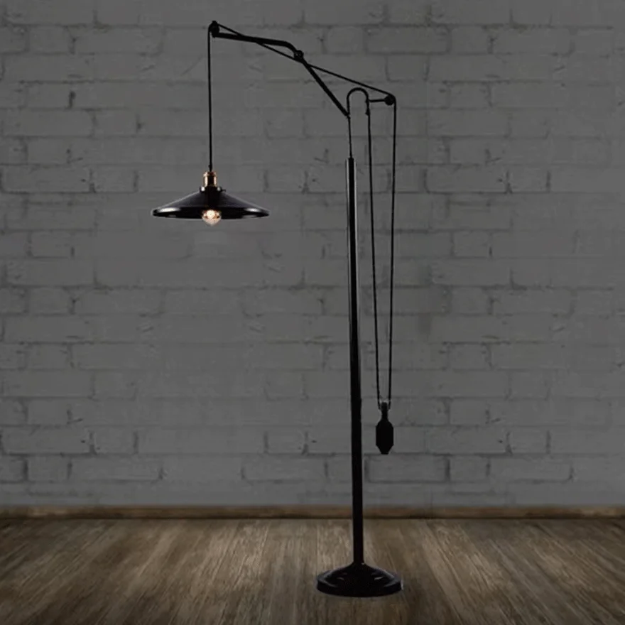 Unusual Metal Flared Shade Study Room Floor Lamp, Black