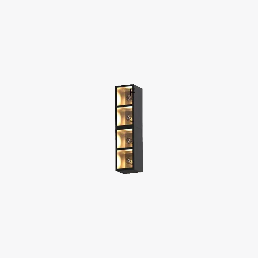 Modern  Metal And Glass Cube Outdoor Wall Lamp, Black