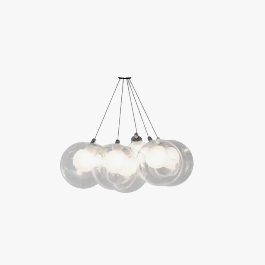 Unusual Metal And Glass Bubble Bedroom Pendant Light, Clear