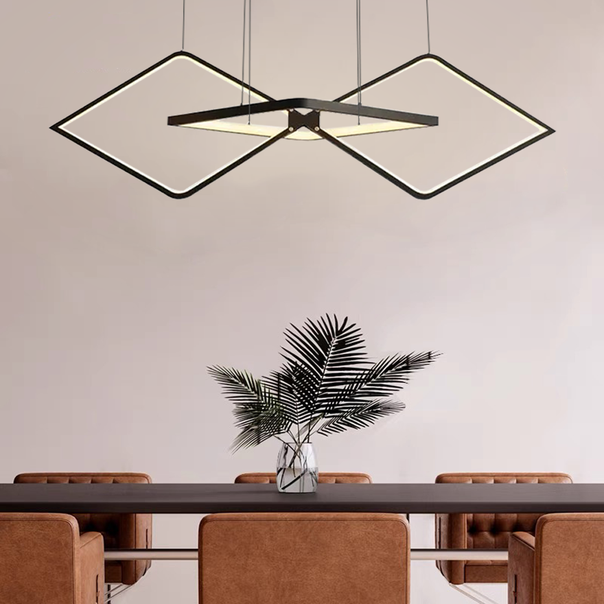 Modern Metal Geometric Dining Room Pendant Light, Black/Gold